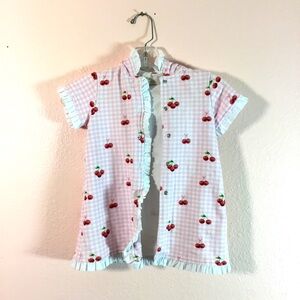 Sal & Pimenta Checkered Cherries w/Ruffle Trim Hooded Swim Cover-Up
